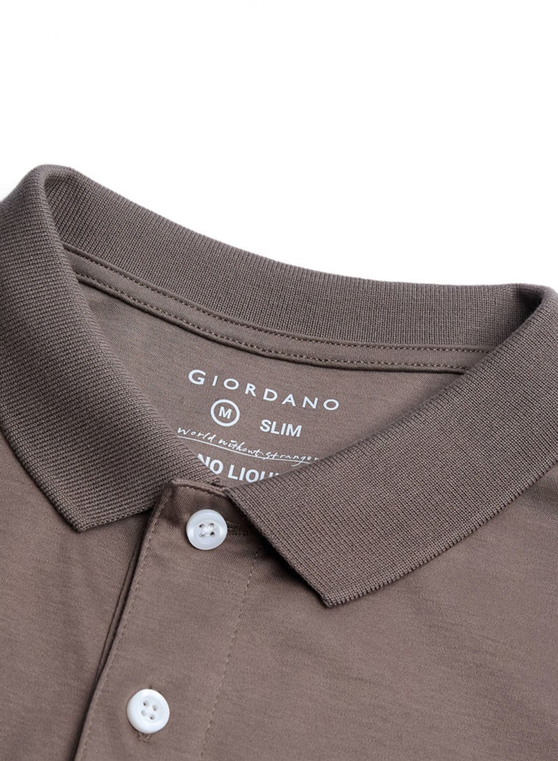 GIORDANO Men’s Slim Fit Liquid Touch Cotton Interlock Polo - Image 3